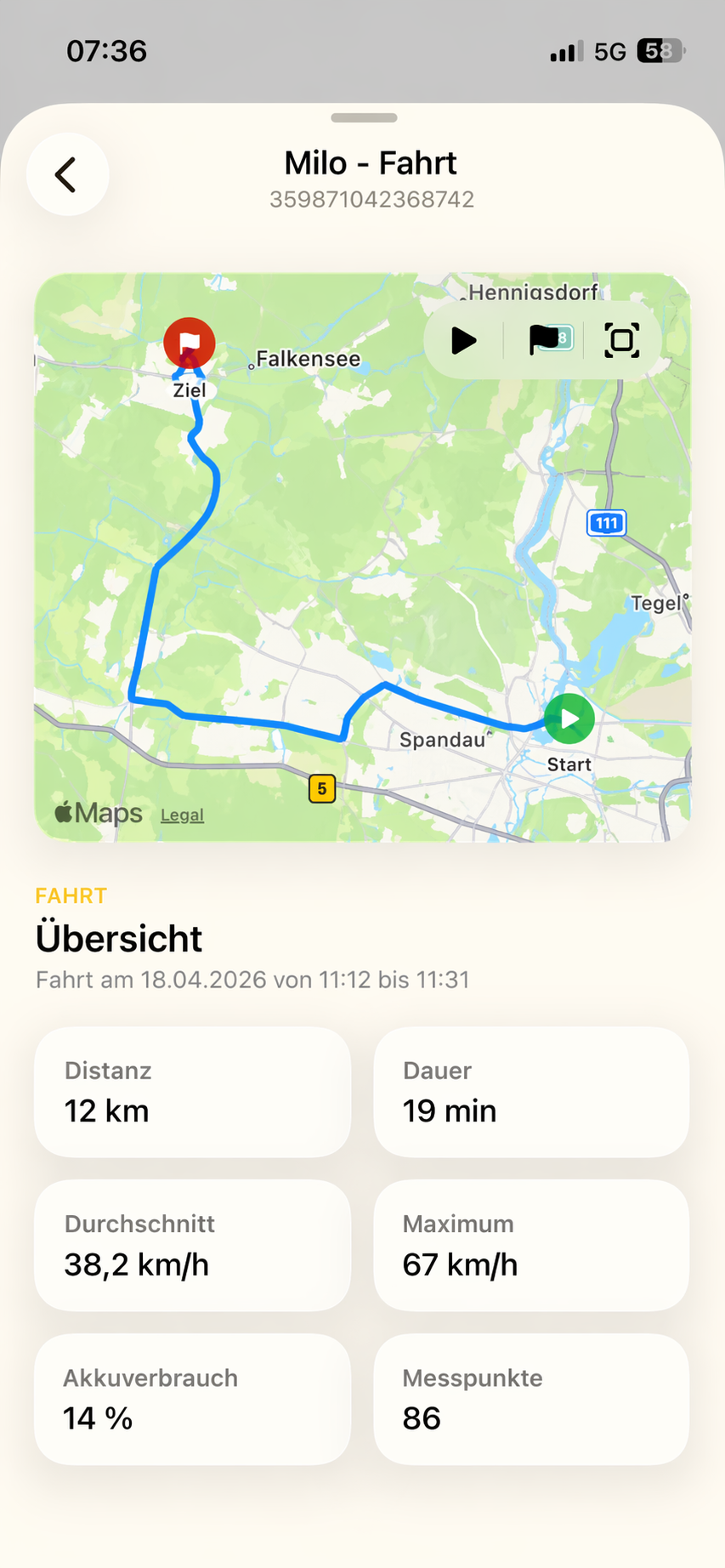 Get a clear overview of every ride with route, consumption, and ride stats.
