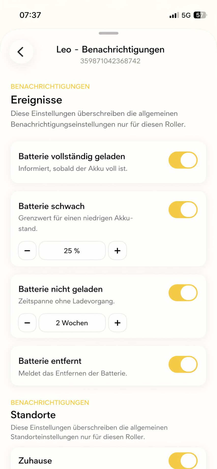 Configure individual notifications and location rules precisely for each scooter.